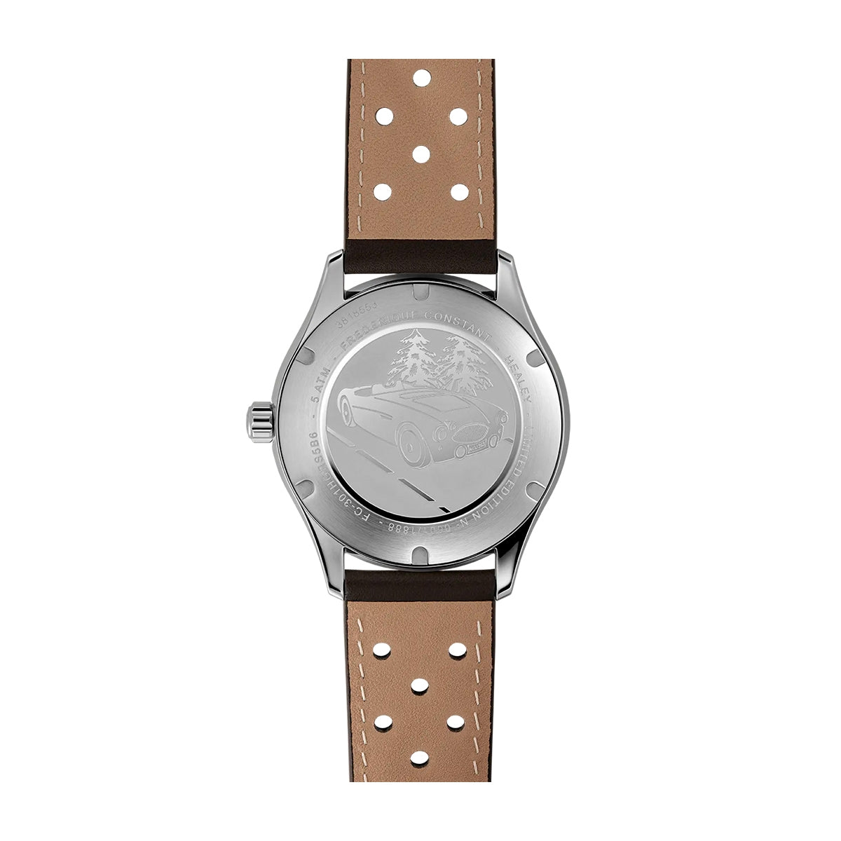 Frederique Constant Men's Vintage Rally Healey Automatic Stainless Steel Watch with Green Dial & Brown Leather front view