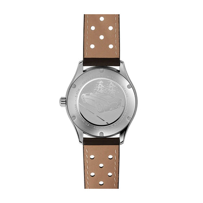 Frederique Constant Men's Vintage Rally Healey Automatic Stainless Steel Watch with Green Dial & Brown Leather front view