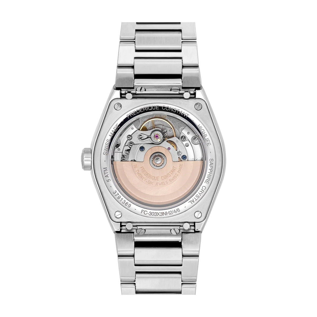 Frederique Constant Men's Highlife Automatic Stainless Steel Watch with Black Dial front view