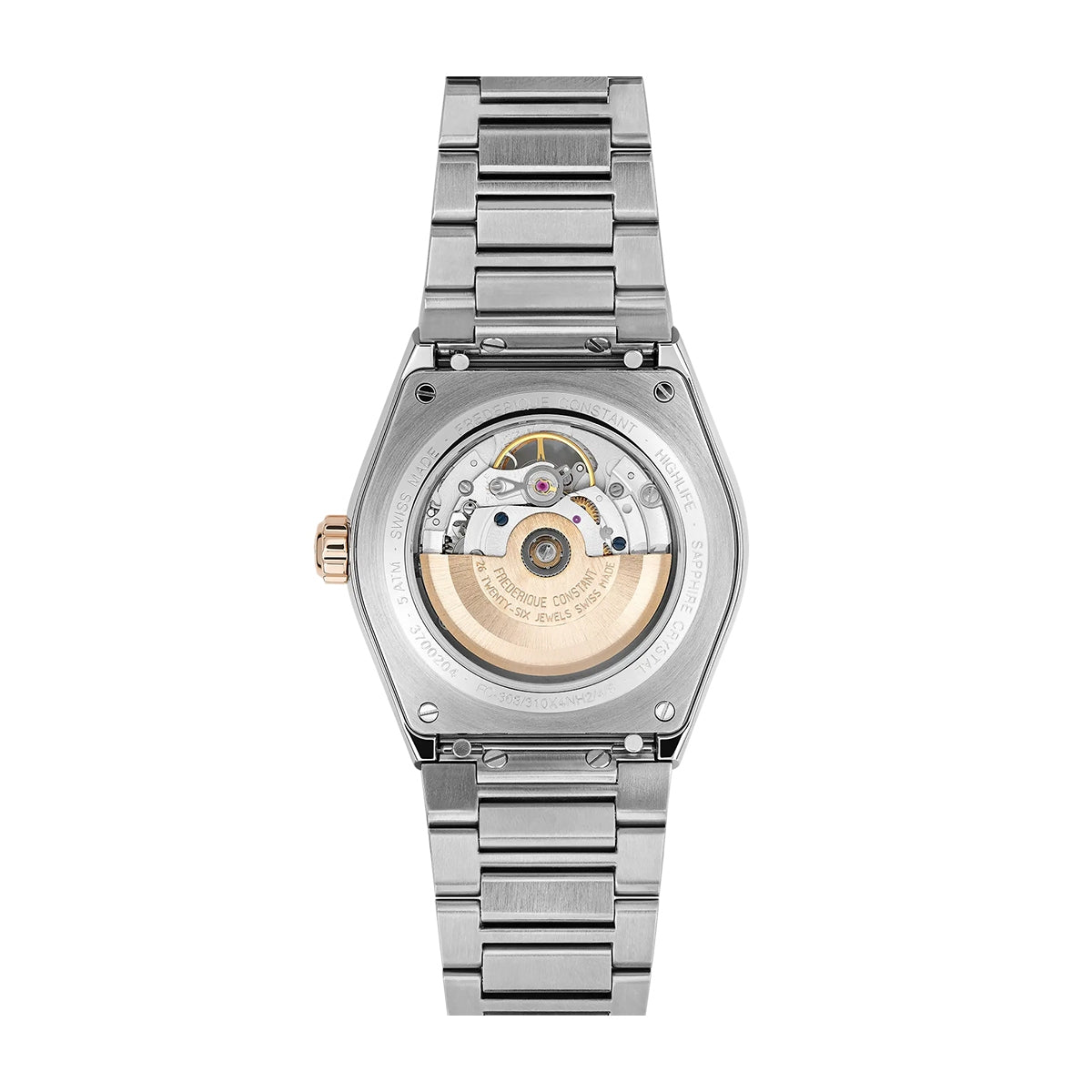 Frederique Constant Men's Highlife Automatic Two-Tone Stainless Steel Watch with White Dial front view