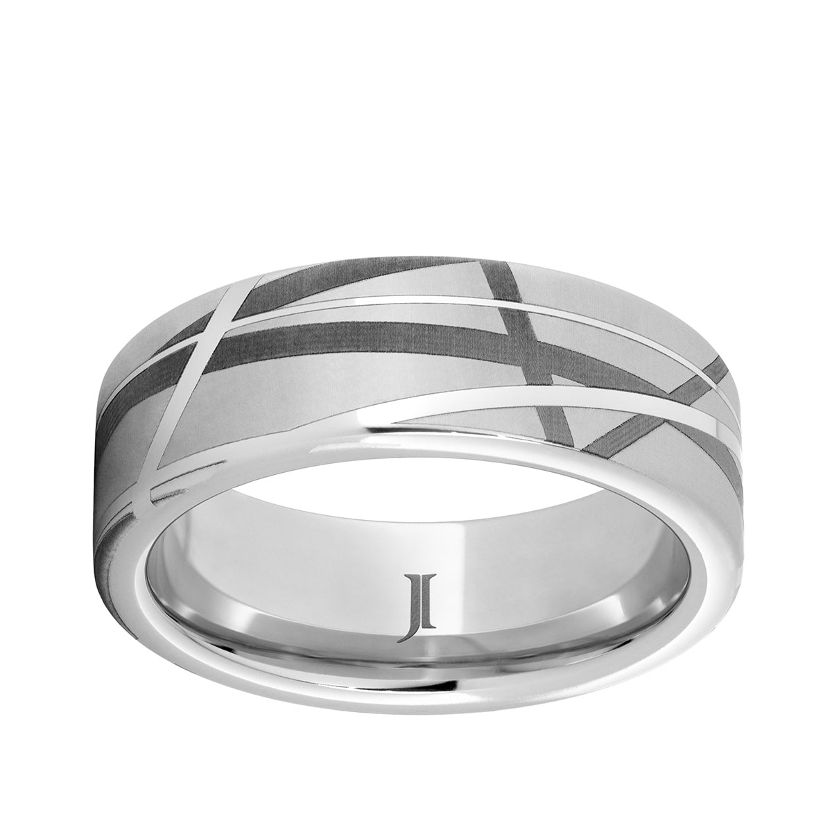 Men's Abstract Design Engraved Wedding Ring in Serinium