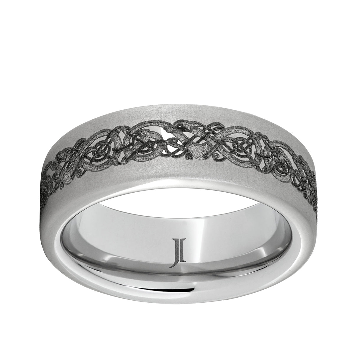 Men's Ancient Norse Pattern Engraved Wedding Ring in Serinium