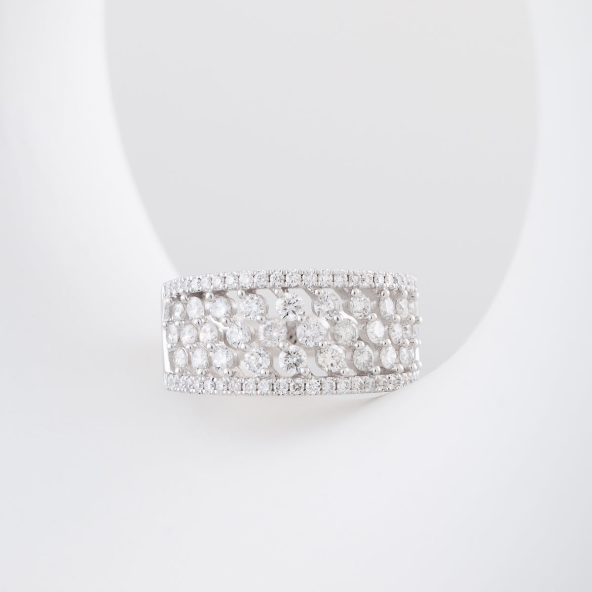 1-1/2 ct. tw. Diamond Multi-Row Anniversary Ring in 14K White Gold close-up detail