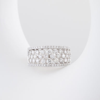 1-1/2 ct. tw. Diamond Multi-Row Anniversary Ring in 14K White Gold close-up detail