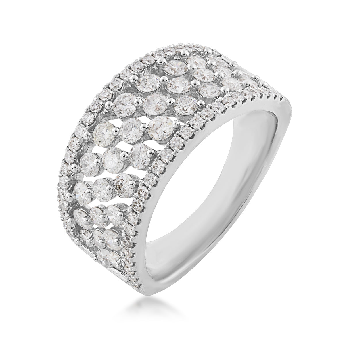 1-1/2 ct. tw. Diamond Multi-Row Anniversary Ring in 14K White Gold front view