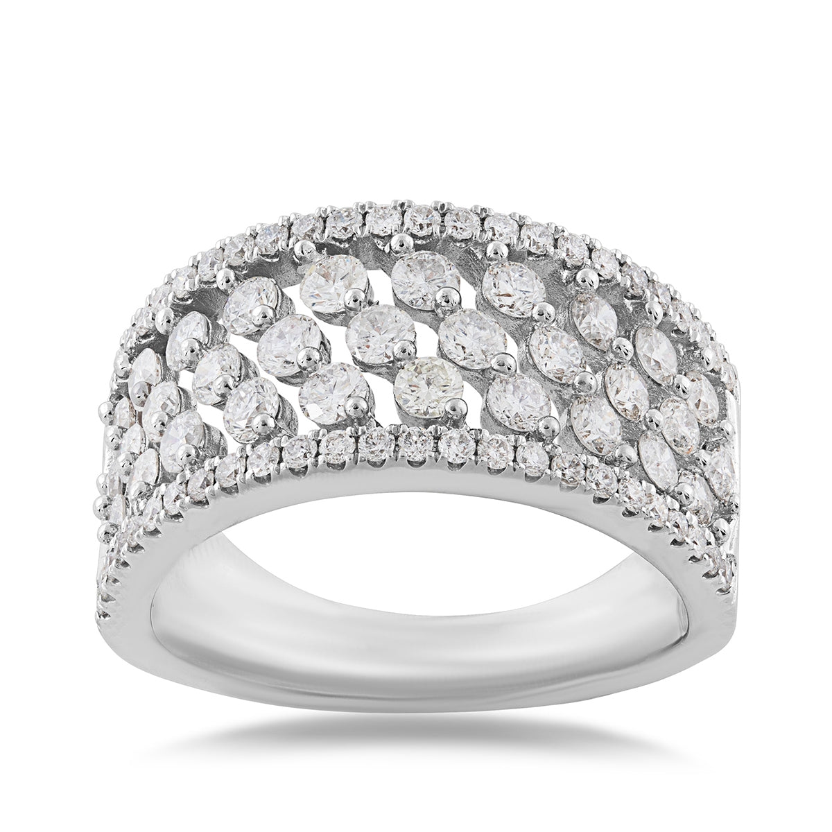 1-1/2 ct. tw. Diamond Multi-Row Anniversary Ring in 14K White Gold