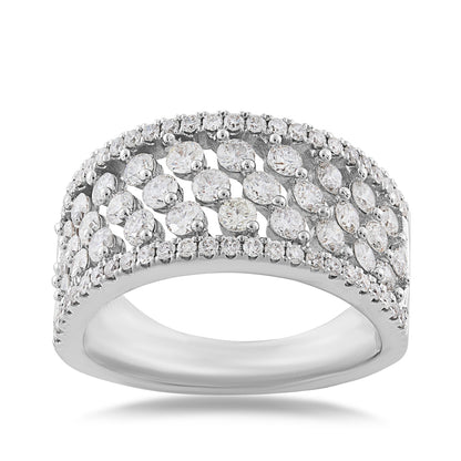 1-1/2 ct. tw. Diamond Multi-Row Anniversary Ring in 14K White Gold