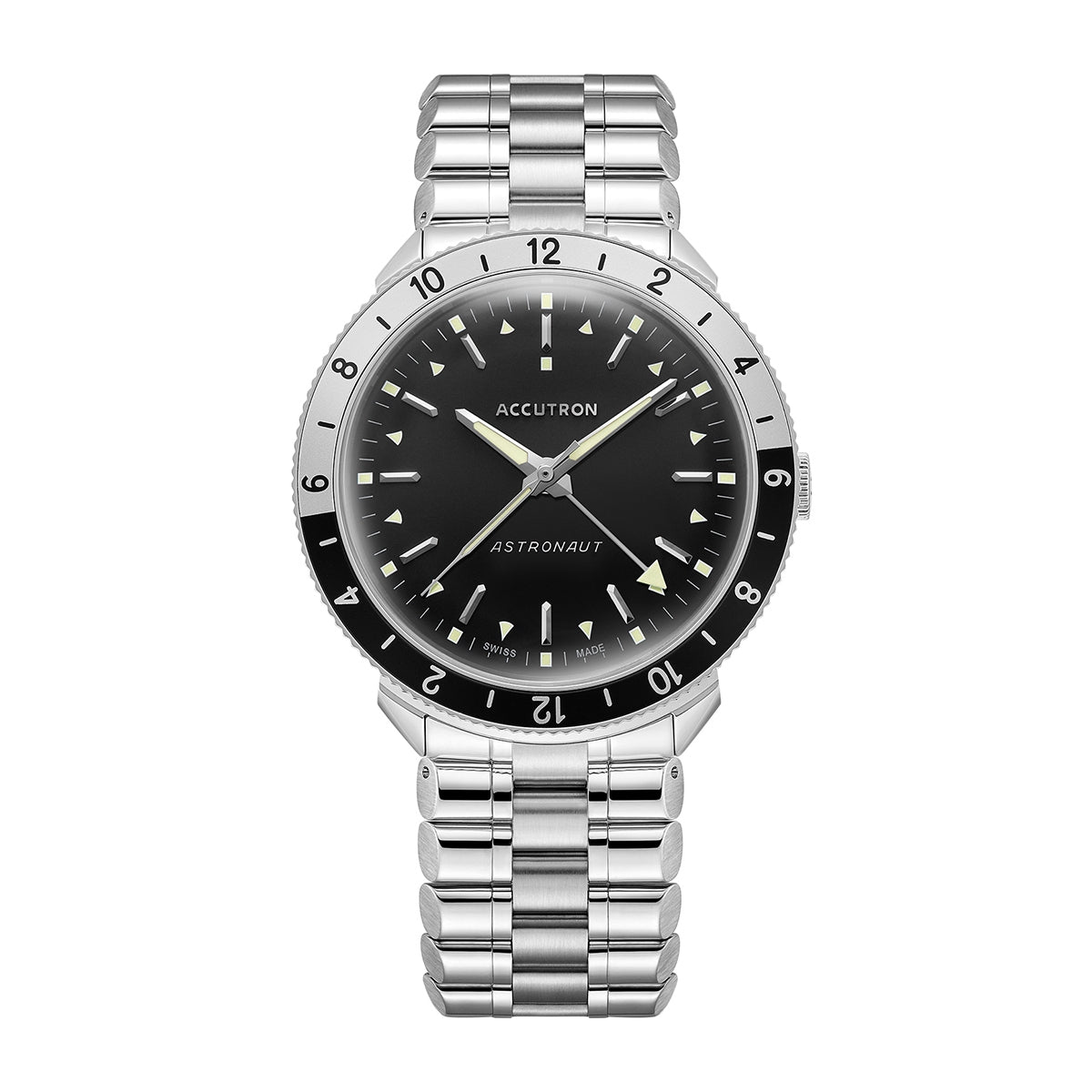 Accutron Men's Astronaut Automatic Black Dial Stainless Steel Watch