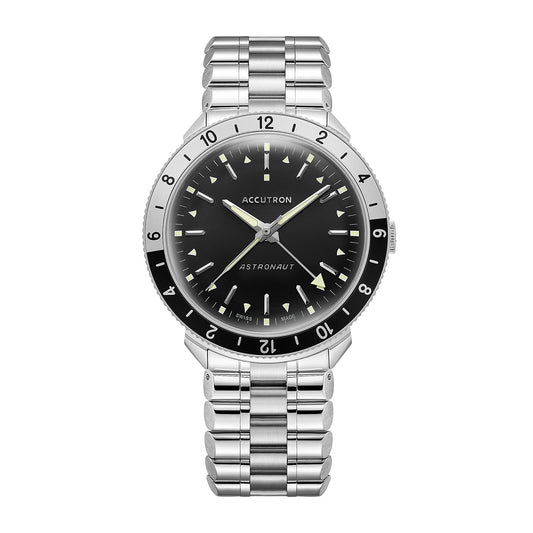 Accutron Men's Astronaut Automatic Black Dial Stainless Steel Watch