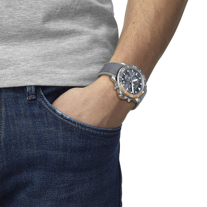 stainless steel men's Tissot Seastar quartz watch with grey dial
