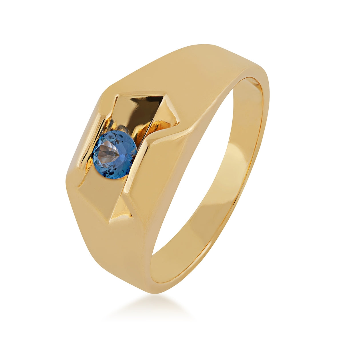 Yogo Sapphire Men's Ring in 10K Yellow Gold front view