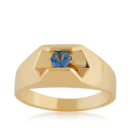 Yogo Sapphire Men's Ring in 10K Yellow Gold
