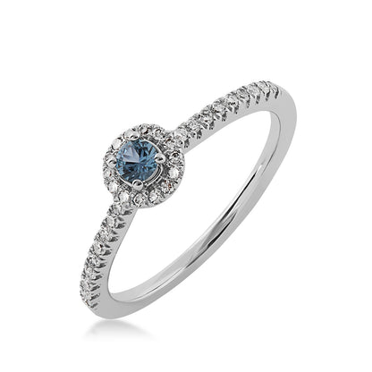 Yogo Sapphire & 1/6 ct. tw. Diamond Halo Ring in 14K White Gold front view