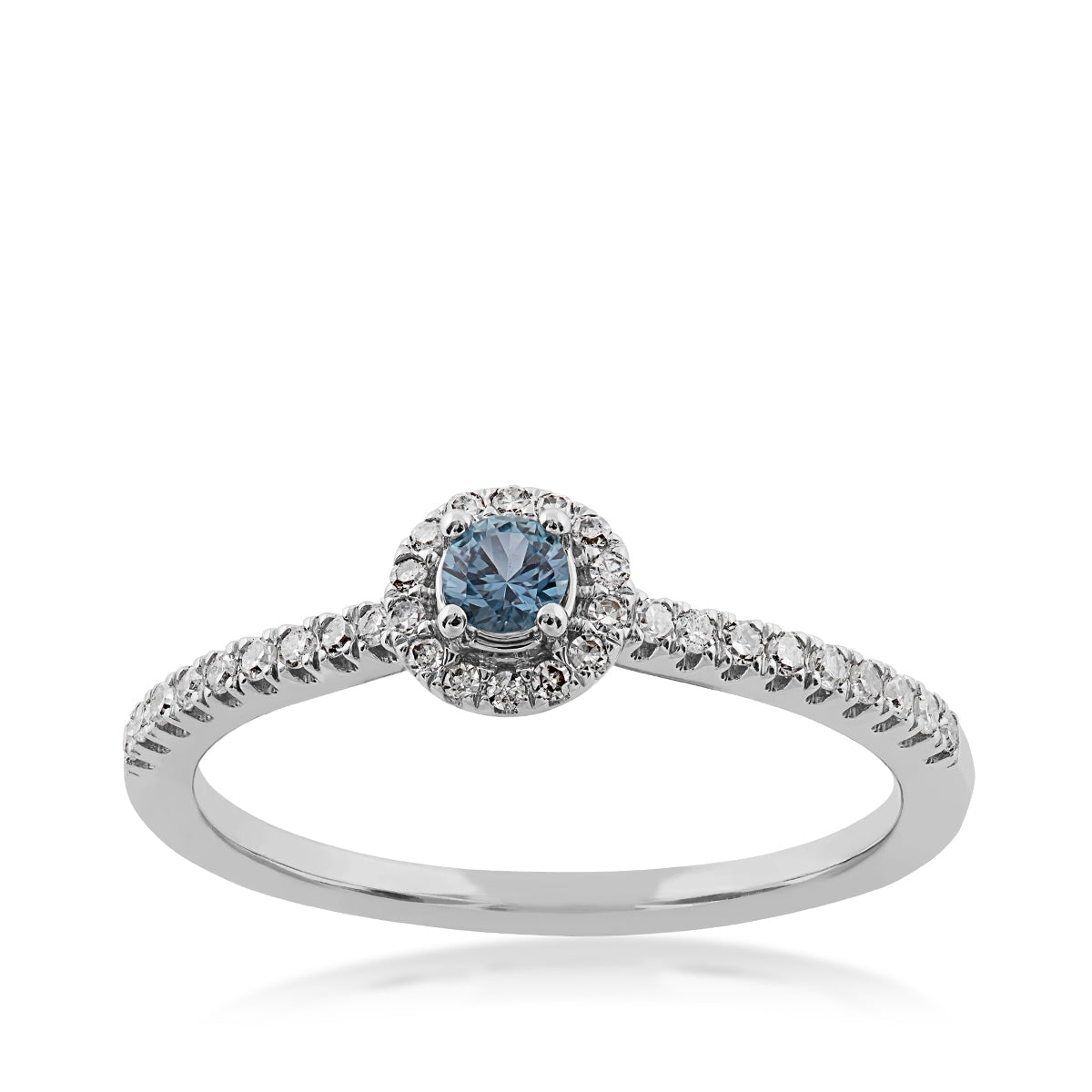 Yogo Sapphire & 1/6 ct. tw. Diamond Halo Ring in 14K White Gold