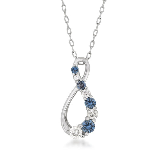 Yogo Sapphire & 1/5 ct. tw. Diamond Infinity Pendant in 14K White Gold