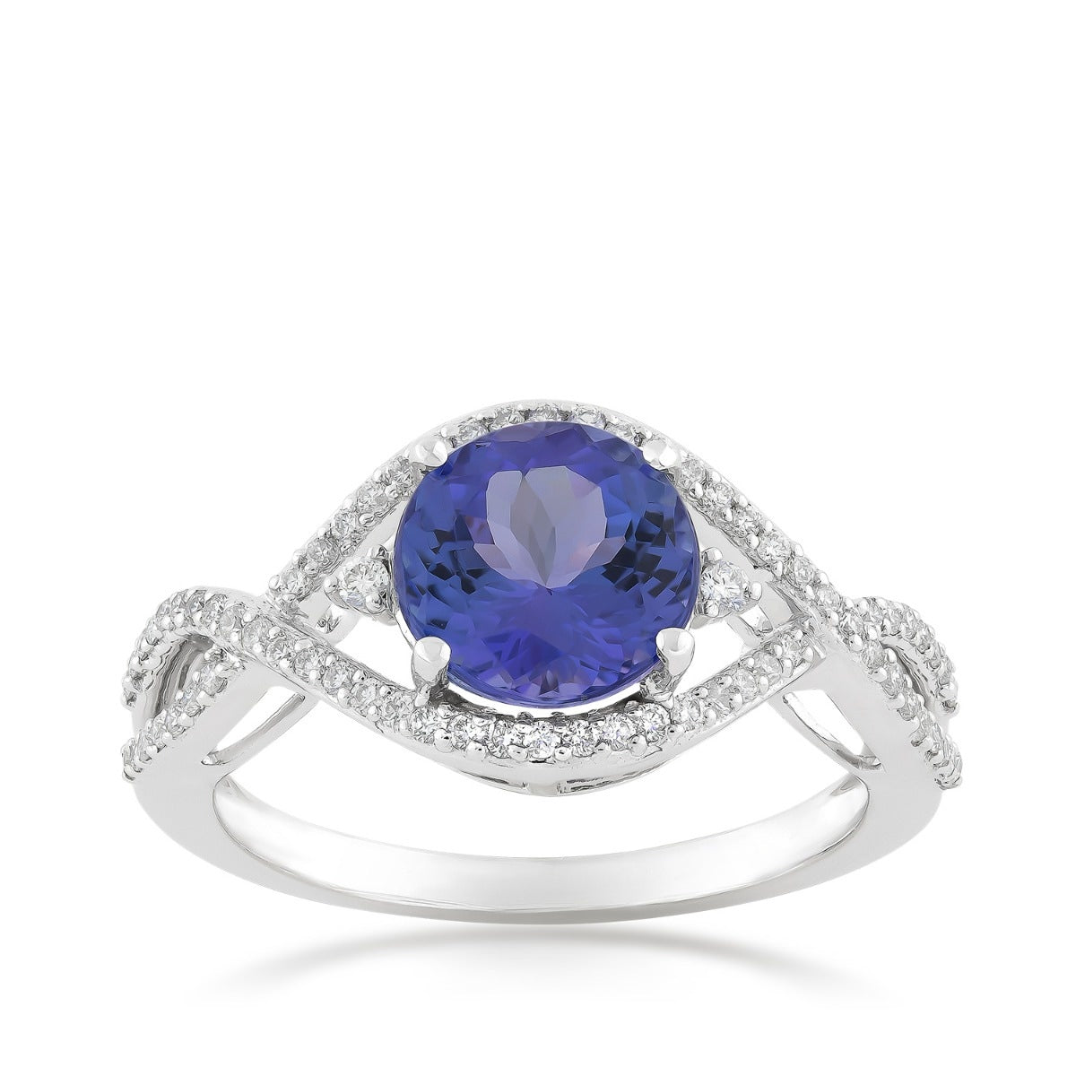 Tanzanite & 1/4 ct. tw. Diamond Twist Ring in 14K White Gold