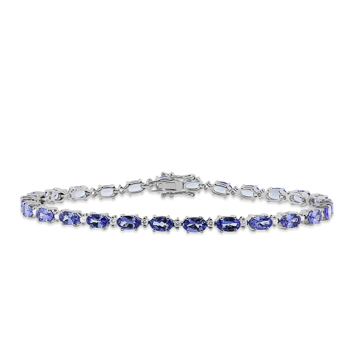 Oval Tanzanite & 3/8 ct. tw. Diamond 7-inch Bracelet in 14K White Gold