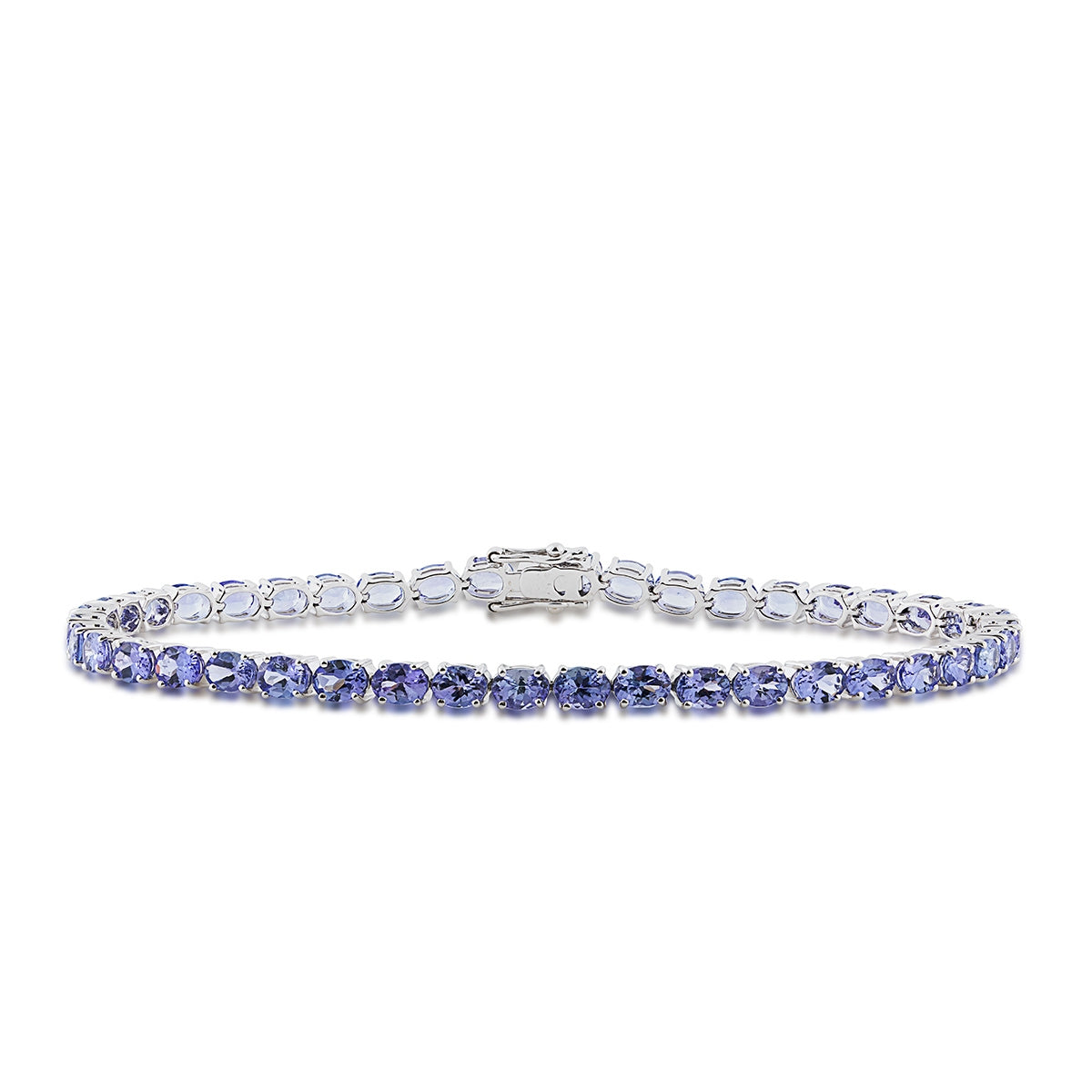 Oval Tanzanite 7-inch Tennis Bracelet in 14K White Gold