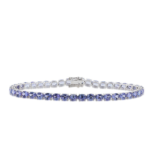 Oval Tanzanite 7-inch Tennis Bracelet in 14K White Gold