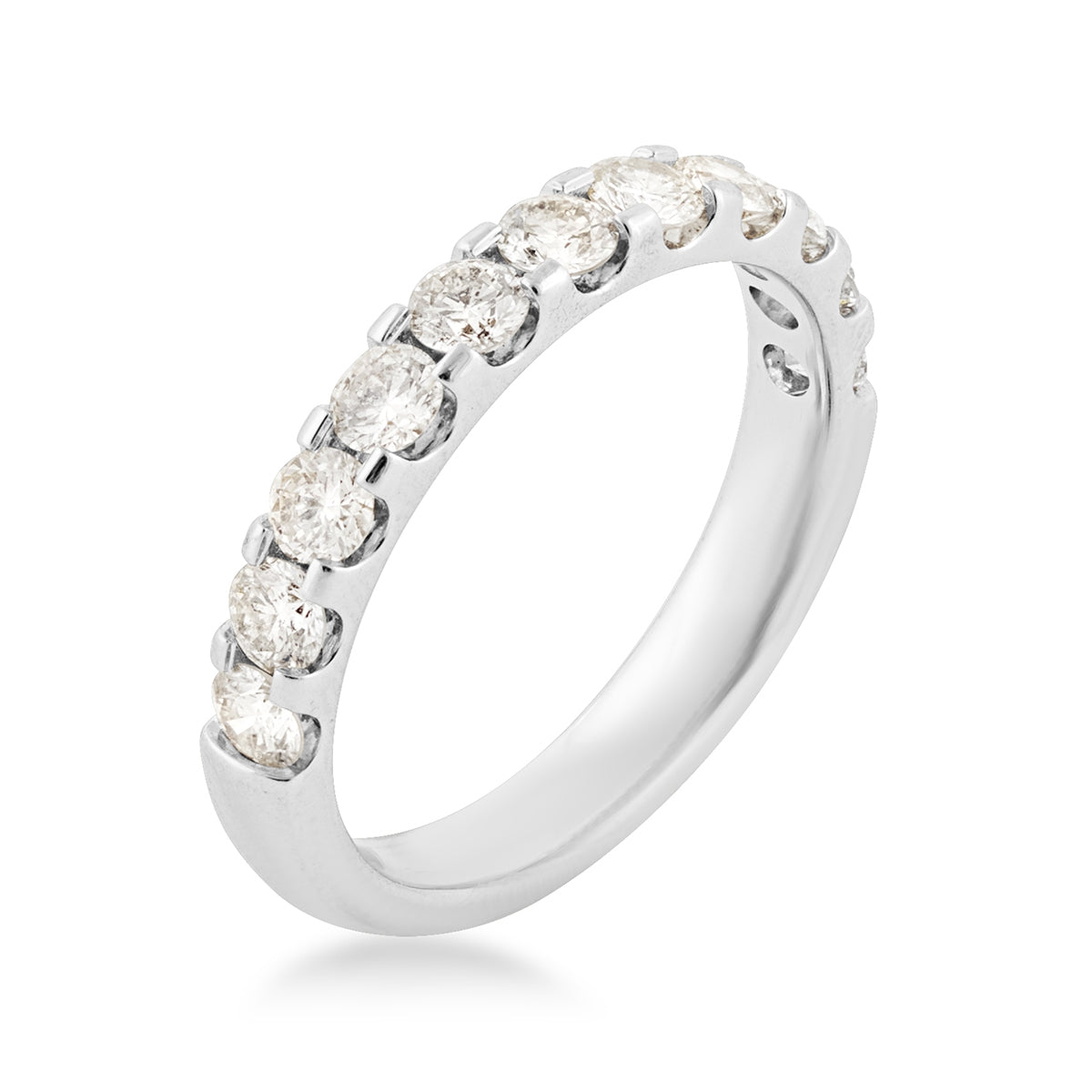 1 ct. tw. 11-Stone Diamond Anniversary Ring in 14K White Gold front view