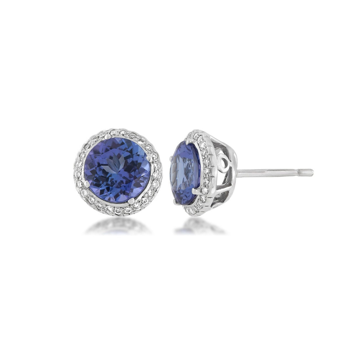 Tanzanite & 1/6 ct. tw. Diamond Halo Earrings in 14K White Gold