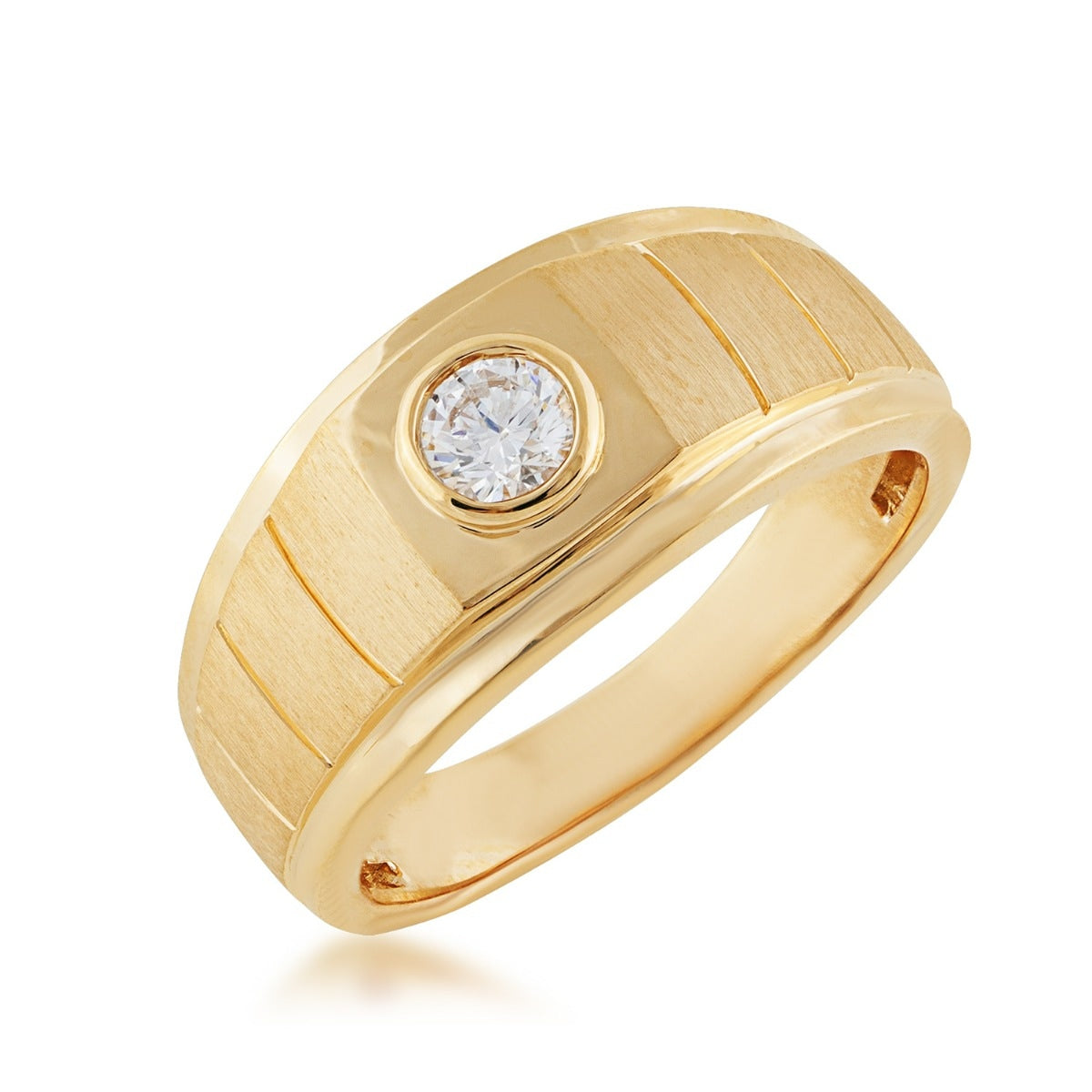 1/3 ct. tw. Men's Diamond Bezel Set Ring in 10K Yellow Gold front view