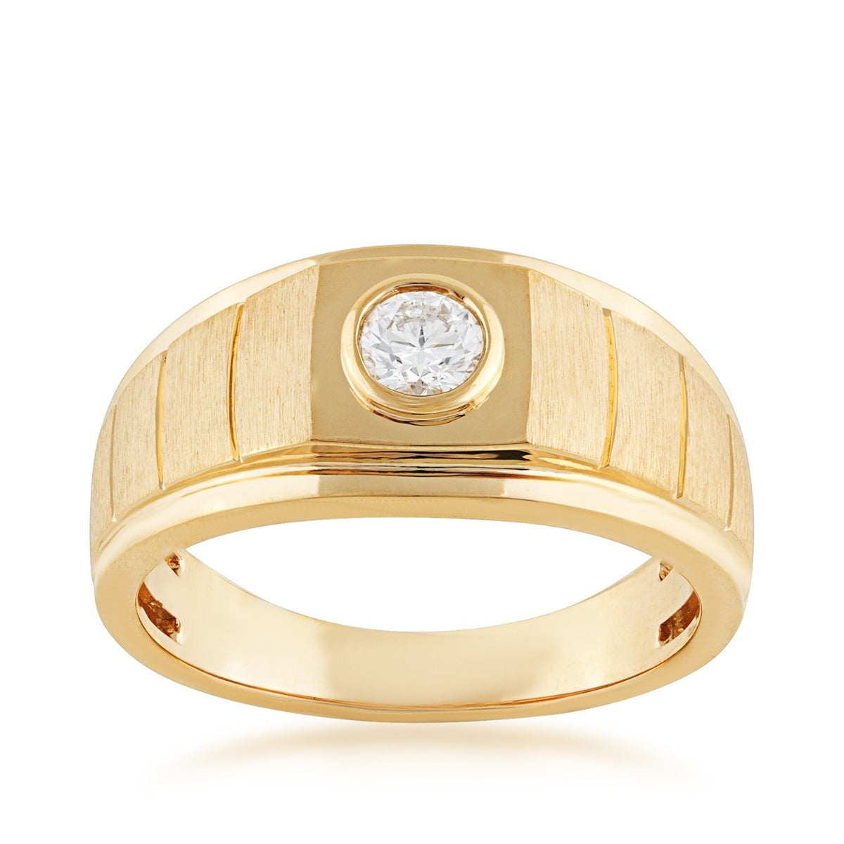 1/3 ct. tw. Men's Diamond Bezel Set Ring in 10K Yellow Gold
