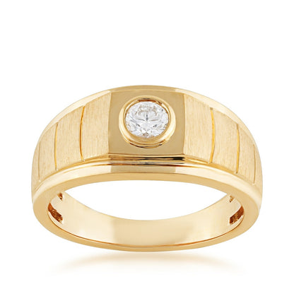 1/3 ct. tw. Men's Diamond Bezel Set Ring in 10K Yellow Gold