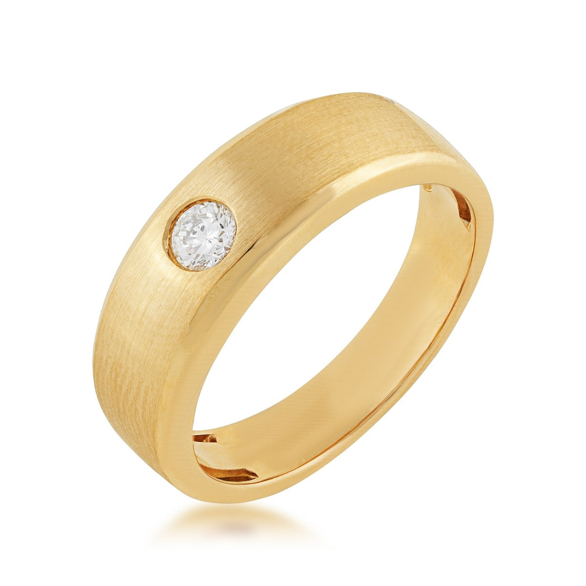 1/5 ct. tw. Men's Diamond Flush Set Ring in 10K Yellow Gold front view