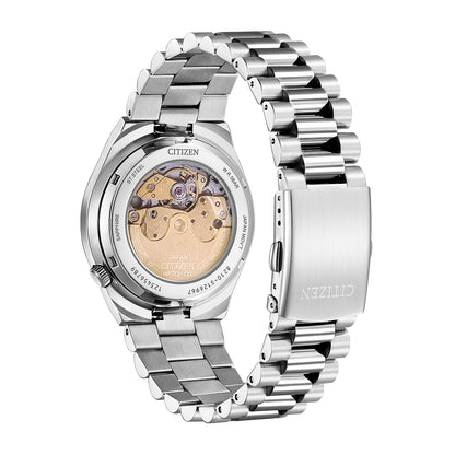 Citizen Men's TSUYOSA Automatic Stainless Steel Watch with Sky Blue Dial close-up detail
