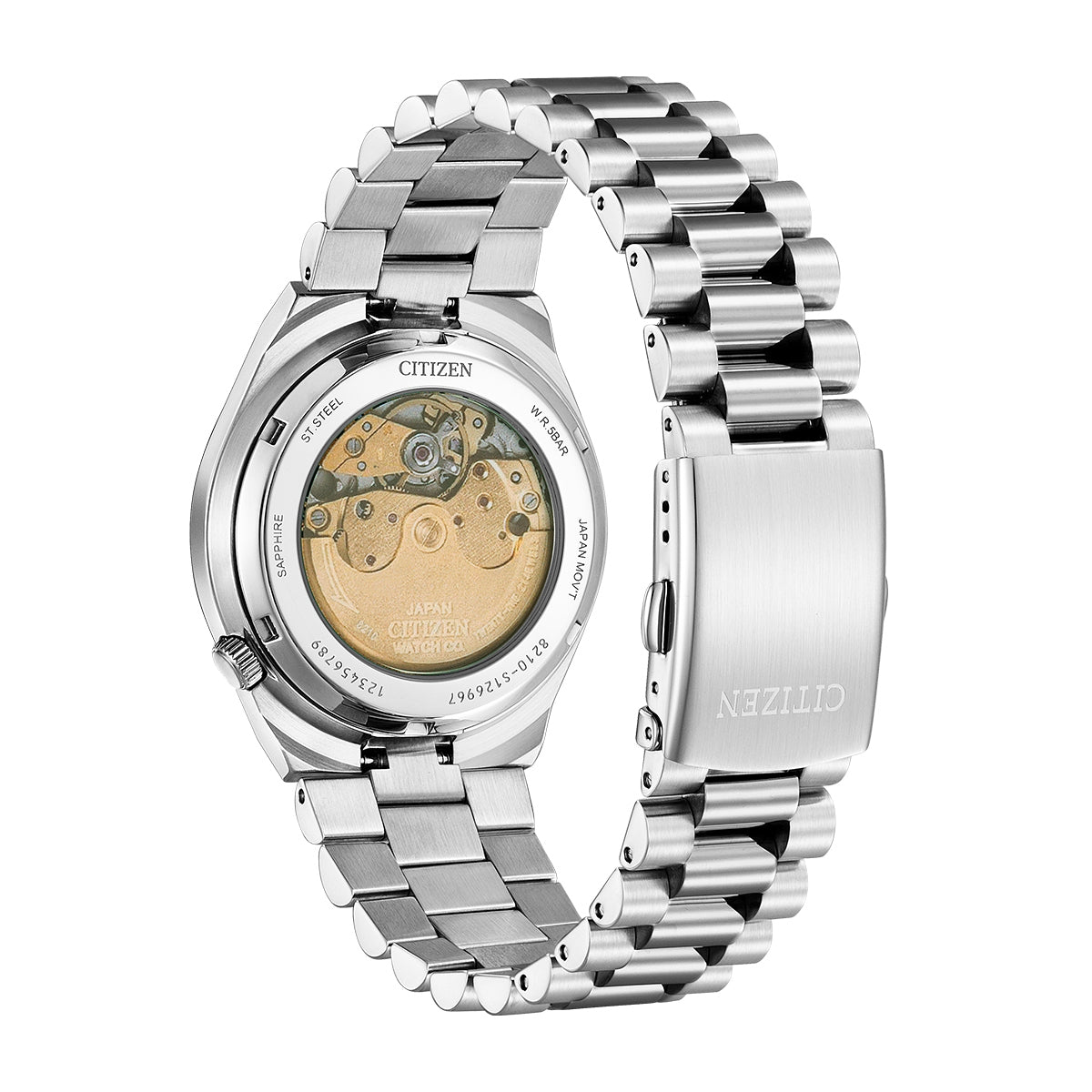 Citizen Men's TSUYOSA Automatic Stainless Steel Watch with Yellow Dial close-up detail