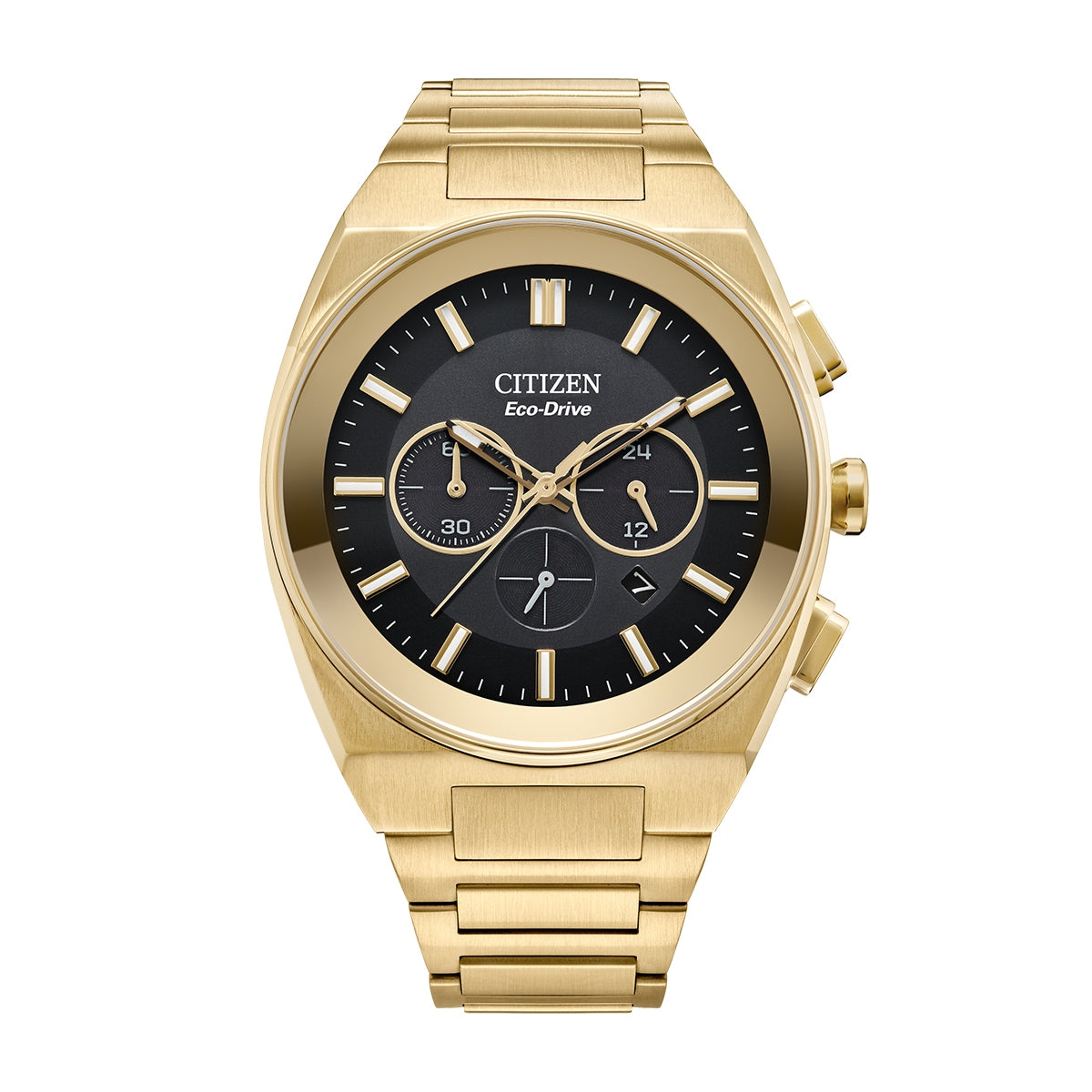 Citizen Men's Axiom SC Eco-Drive Chronograph Gold-Tone Stainless Steel Watch with Black Dial