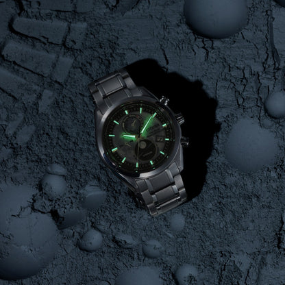 Citizen Men's Tsuki-yomi Atomic Timekeeping Eco-Drive Super Titanium Watch with Gray & Black Dial side profile