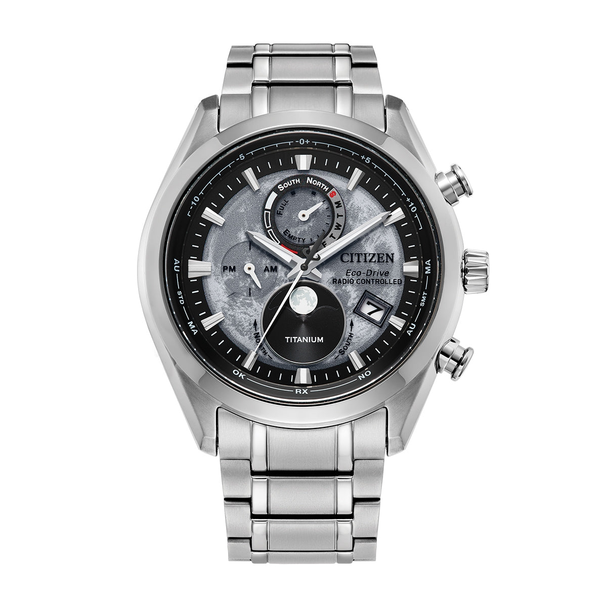Citizen Men's Tsuki-yomi Atomic Timekeeping Eco-Drive Super Titanium Watch with Gray & Black Dial