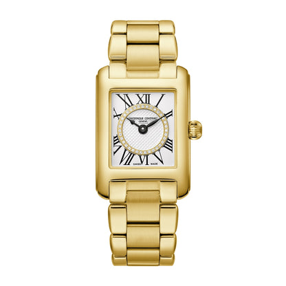 Frederique Constant Ladies' Classics Quartz Gold-Tone Stainless Steel Watch with Diamond Accent White Dial