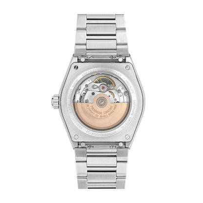 Frederique Constant Men's Highlife Heart Beat Automatic Open Aperture White Globe Pattern Dial Stainless Steel front view