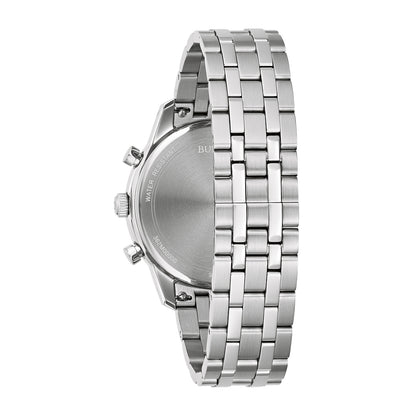 Bulova Men's Sutton Chronograph Quartz Stainless Steel Watch with Silver Dial front view