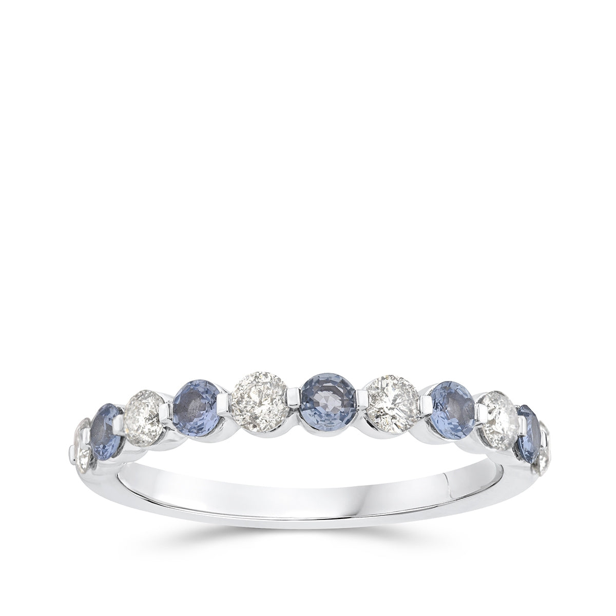 Yogo Sapphire & 3/8 ct. tw. Diamond Ring in 14K White Gold