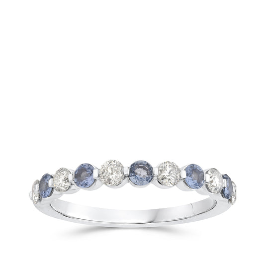 Yogo Sapphire & 3/8 ct. tw. Diamond Ring in 14K White Gold
