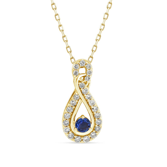 Yogo Sapphire & 1/3 ct. tw. Diamond Infinity Pendant in 14K Yellow Gold