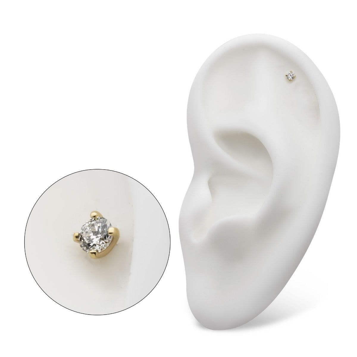 Revelry 2mm Lab-Grown Round Diamond Solitaire Topper in 14K Yellow Gold side profile
