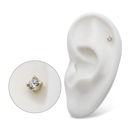 Revelry 3mm Lab-Grown Round Diamond Solitaire Topper in 14K Yellow Gold side profile