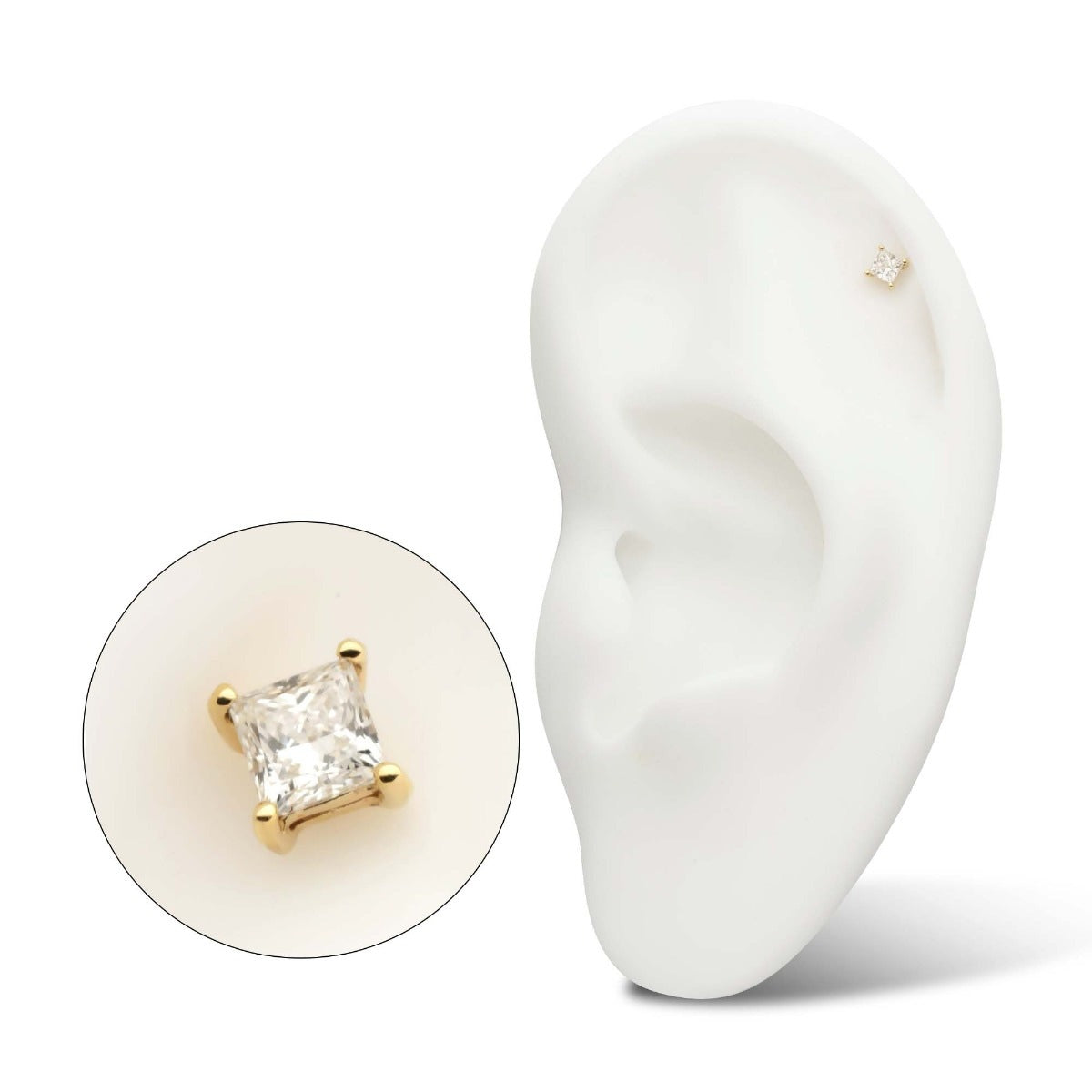 Revelry 2.5mm Lab-Grown Princess Cut Diamond Solitaire Topper in 14K Yellow Gold side profile