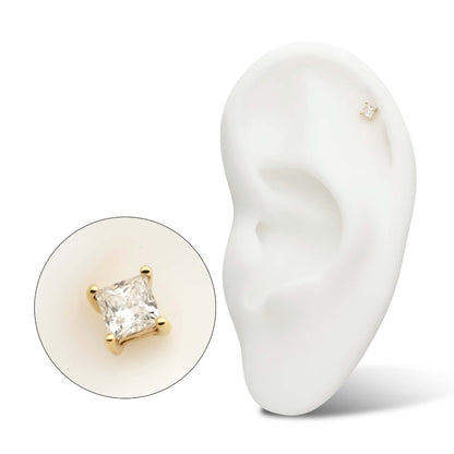 Revelry 2.5mm Lab-Grown Princess Cut Diamond Solitaire Topper in 14K Yellow Gold side profile
