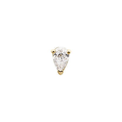 Revelry 4 x 3mm Lab-Grown Pear Diamond Solitaire Topper in 14K Yellow Gold front view