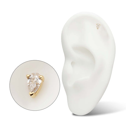 Revelry 4 x 3mm Lab-Grown Pear Diamond Solitaire Topper in 14K Yellow Gold side profile