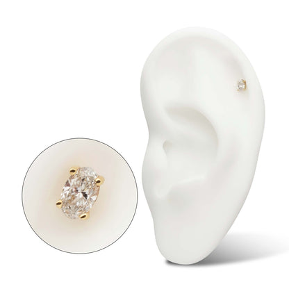 Revelry 4 x 2.5mm Lab-Grown Oval Diamond Solitaire Topper in 14K Yellow Gold side profile