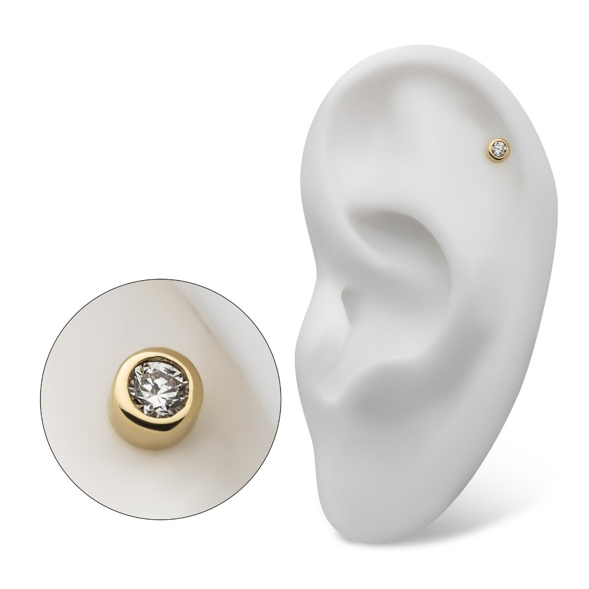 Revelry 2.5mm Lab-Grown Round Diamond Bezel Set Solitaire Topper in 14K Yellow Gold side profile
