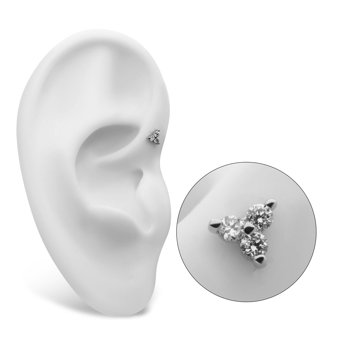 Revelry Lab-Grown Round 3-Stone Diamond Accent Topper in 14K White Gold close-up detail