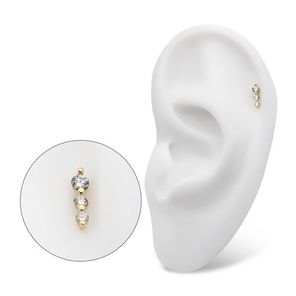 Revelry Lab-Grown Round 3-Stone Diamond Accent Graduated Topper in 14K Yellow Gold side profile